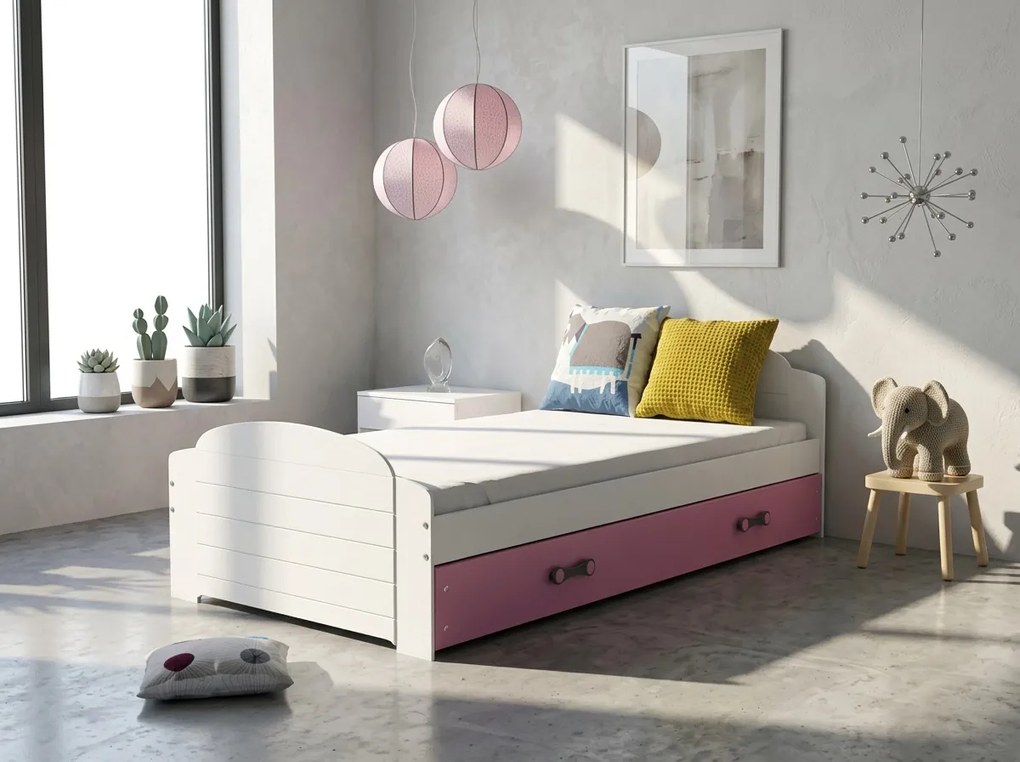 Posteľ LILI 200x90 biela - ružová