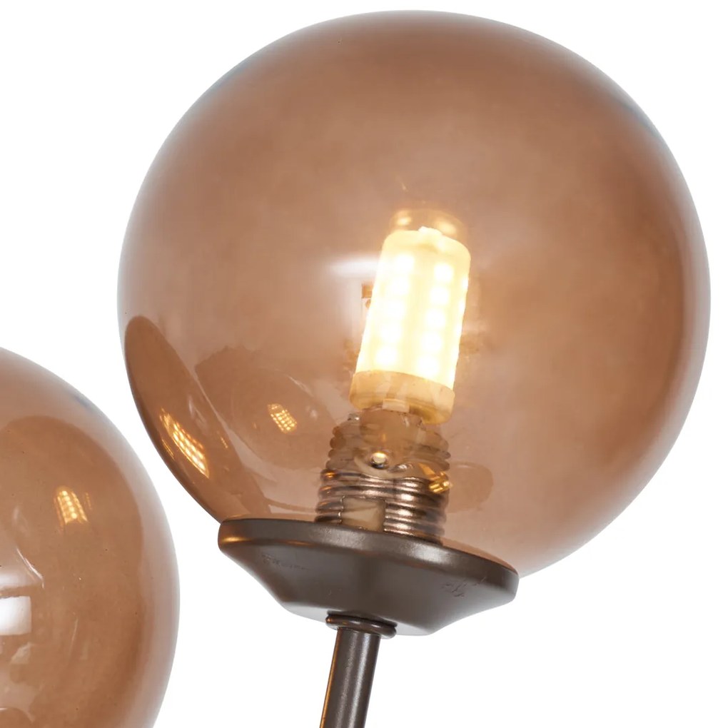 Dizajnová stojaca lampa bronzová s bronzovým sklom 5-svetiel - Atény