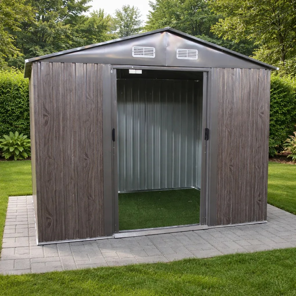 Záhradný domček BestBerg BBSH-608WT / 5,3 m² / 205 x 257 x 202 cm / dekor tmavé drevo/taupe