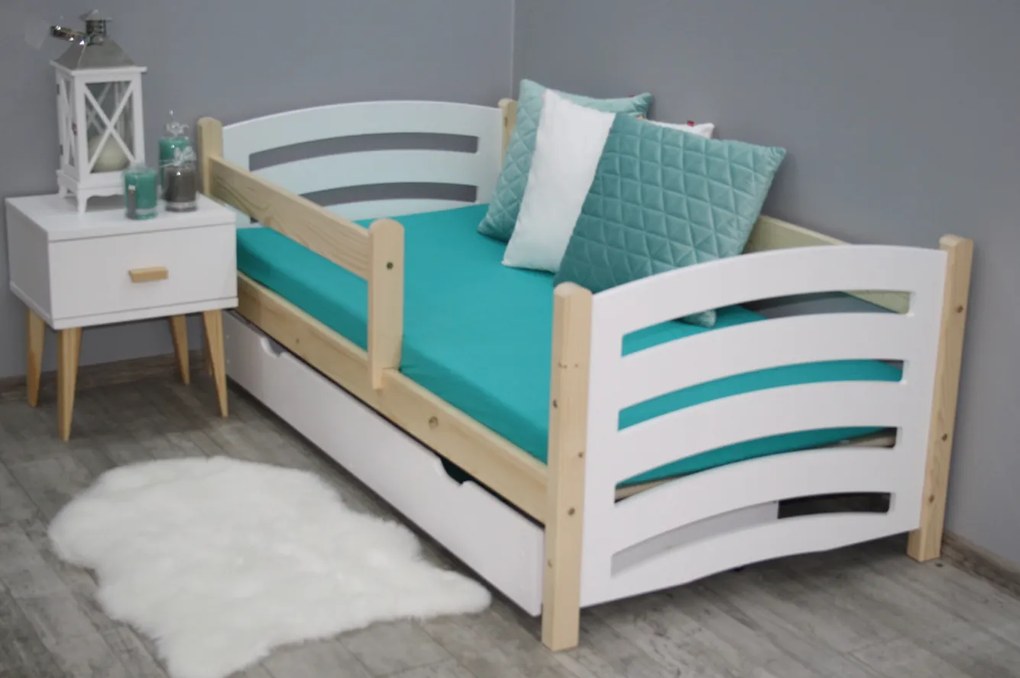 Detská posteľ MELA 80 x 160 cm biela/borovica Rošt: Bez roštu, Matrac: Matrac EASYSOFT 10 cm
