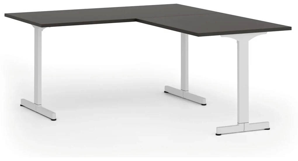 Kancelársky stôl PRIMO BETA L, 1600 x 1800 mm, biela podnož, wenge