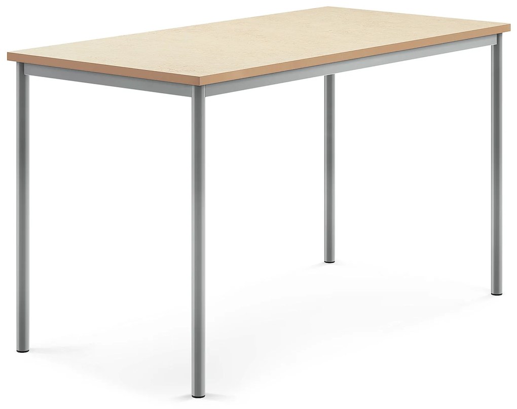Stôl SONITUS, 1600x800x900 mm, linoleum - béžová, strieborná