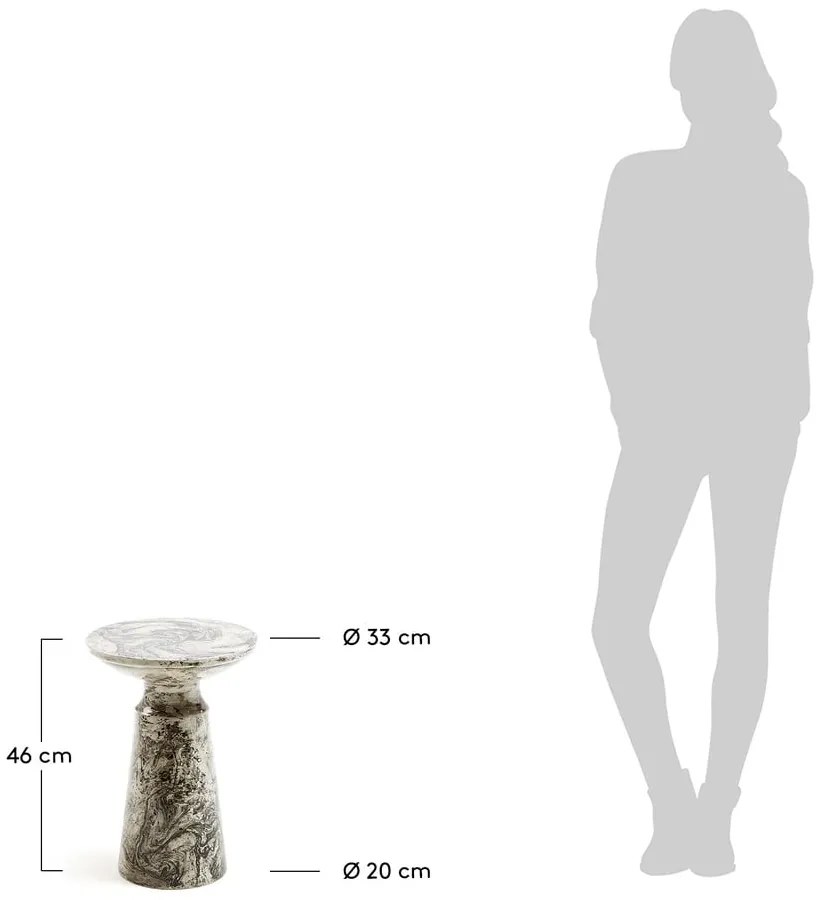 Sivý odkladací stolík Kave Home Kesbury, výška 46 cm