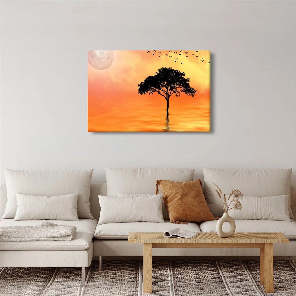 Obraz stromu pri západe slnka (90x60 cm)