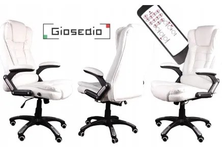 Sammer Moderné kancelárske kreslo v bielej farbe s masážnou funkciou BSB002M