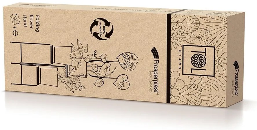 Stojan na kvety, 3-poschodový, čierny kov, plast TOL STAND