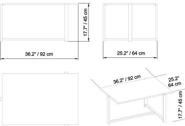 Konferenčný stolík MERIDETHS 45x92 cm zlatá/biela