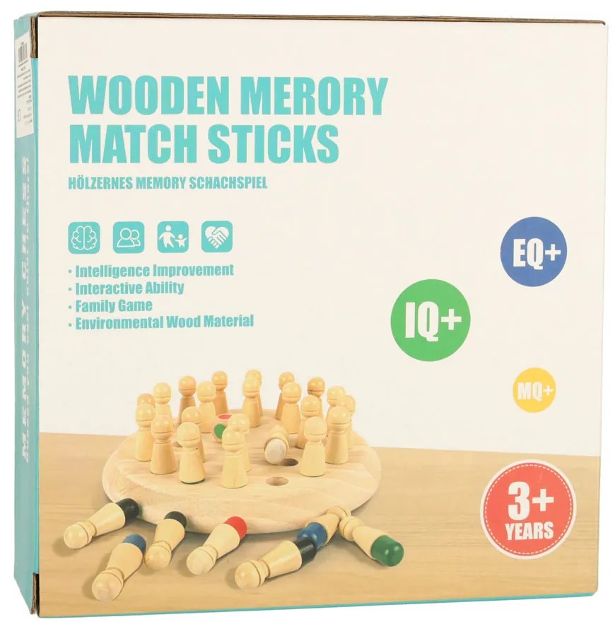 KIK Drevená pamäťová hra Čínsky zápas – 24 farebných pešiakov, Montessori, pre deti