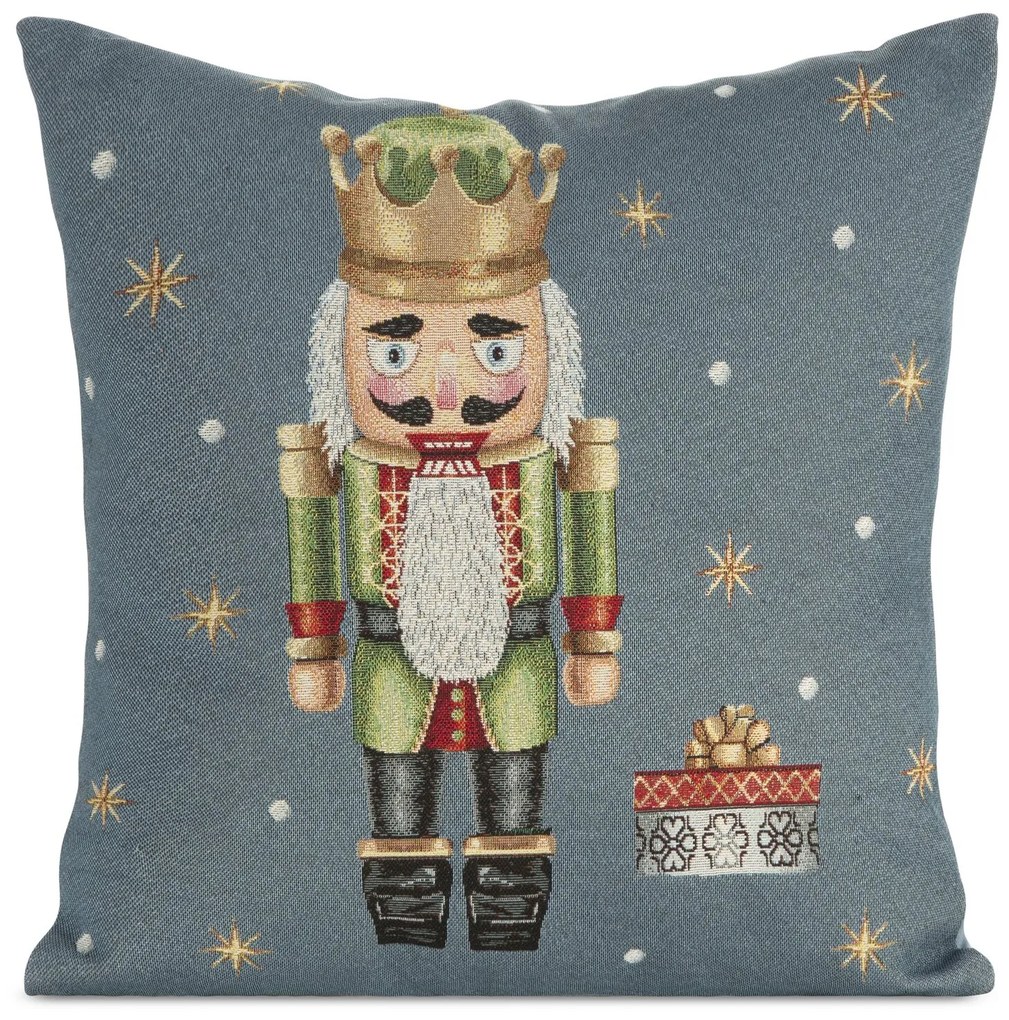 VIANOČNÁ GOBELÍNOVÁ DEKORAČNÁ OBLIEČKA NA VANKÚŠ NUTCRACKER 45X45 CM VZOROVANÁ