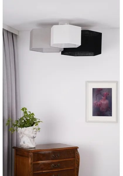 Duolla - Prisadený luster ROLLER TRIO HEX 3xE27/15W/230V čierna/šedá/biela