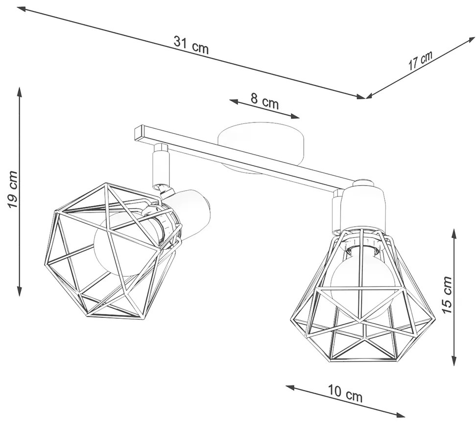 Bodové svietidlo Artemis, 2x čierne drôtené tienidlo, (môžnosť polohovania)