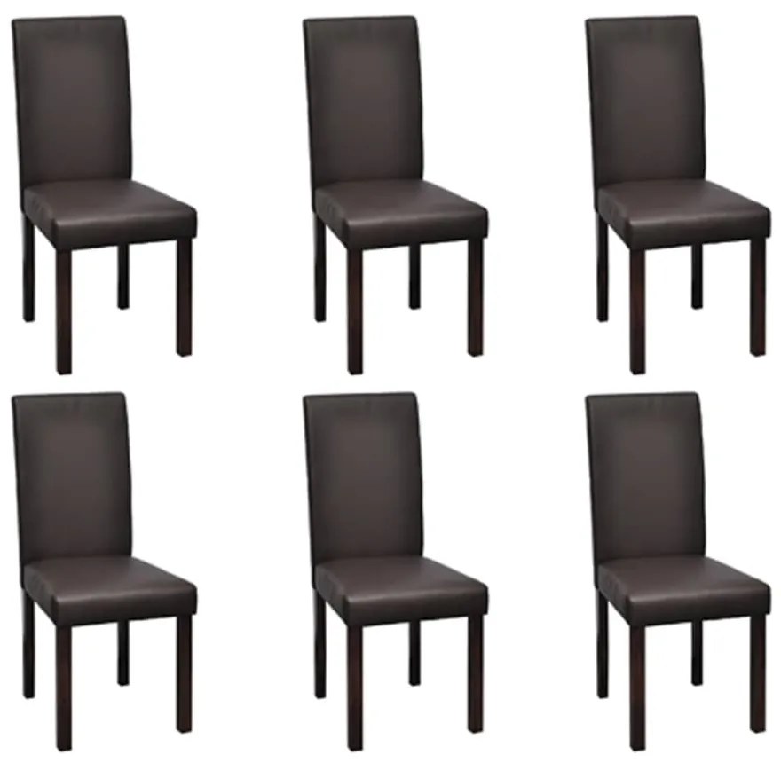 vidaXL Jedálenské stoličky z umelej kože 6 ks hnedé