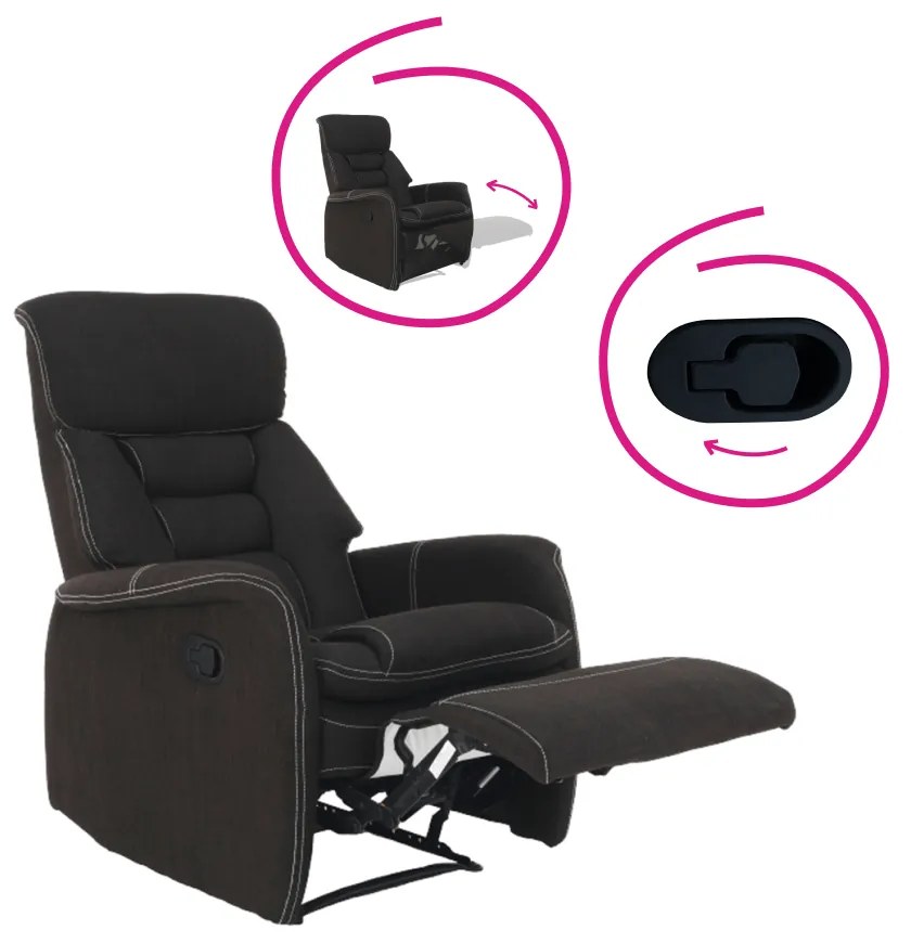 Relaxačné kreslo, látka čokoládová, KOMFY