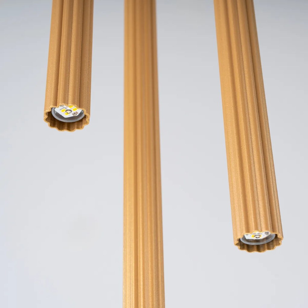 Závesné svietidlo Arche, 3x zlaté kovové tienidlo, o