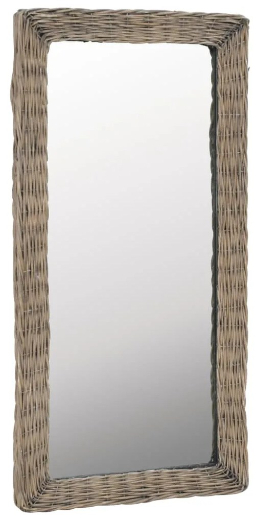 vidaXL Zrkadlo s prúteným rámom hnedé 50x100 cm