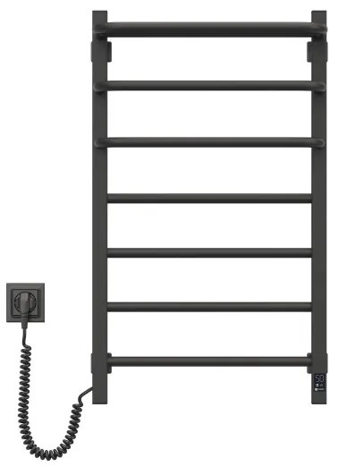 Kúpeľňový elektrický radiátor s termostatom FORTIS 350W/230V 80,6 cm IP44 čierny ľavý