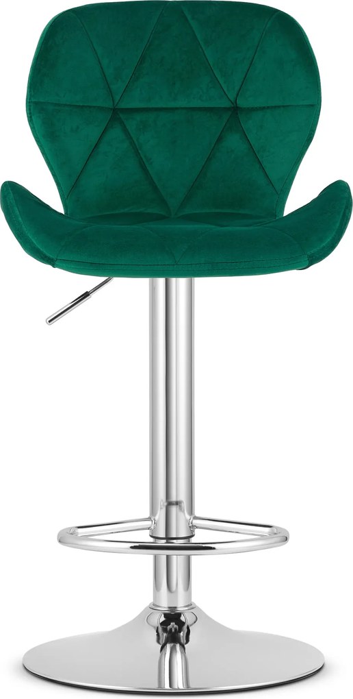 Sada 2 barových stoličiek WEST zamatová zelená / chrómová podnož