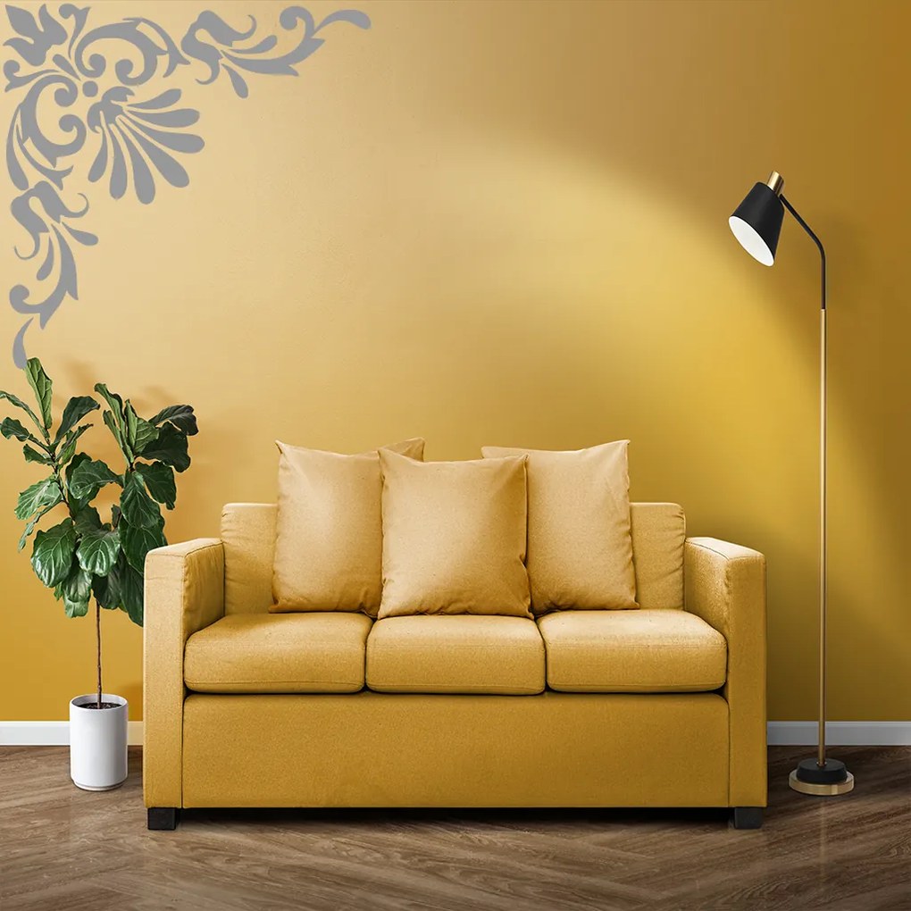 Veselá Stena Samolepka Ornament do rohu Farba: oranžová, Veľkosť: 80 x 80 cm