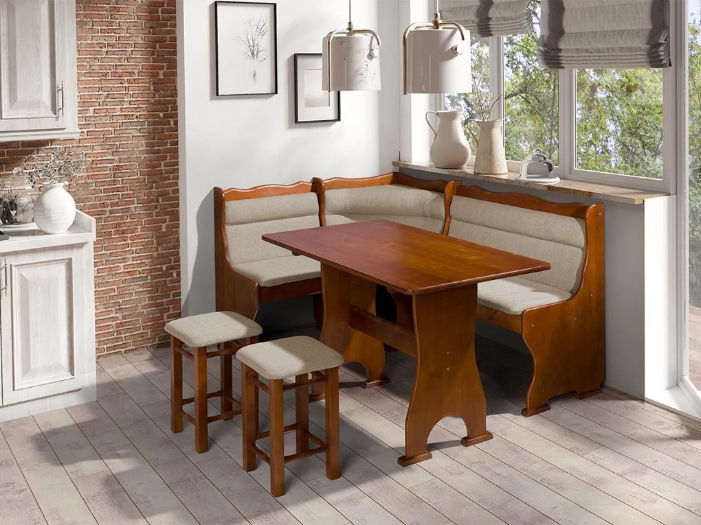 Kuchynský kút + stôl so stoličkami Portofino  (sivohnedá + hnedá). Vlastná spoľahlivá doprava až k Vám domov. 1122844