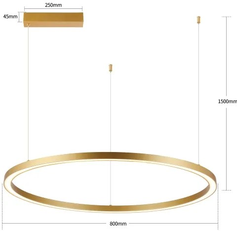 Brilagi - stmievateľný LED luster na lanku PORTOFINO LED/60W/230V pr. 80 cm zlatý +DO