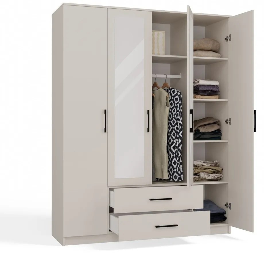 Šatníková skriňa Romana 160 cm so zrkadlom kašmír