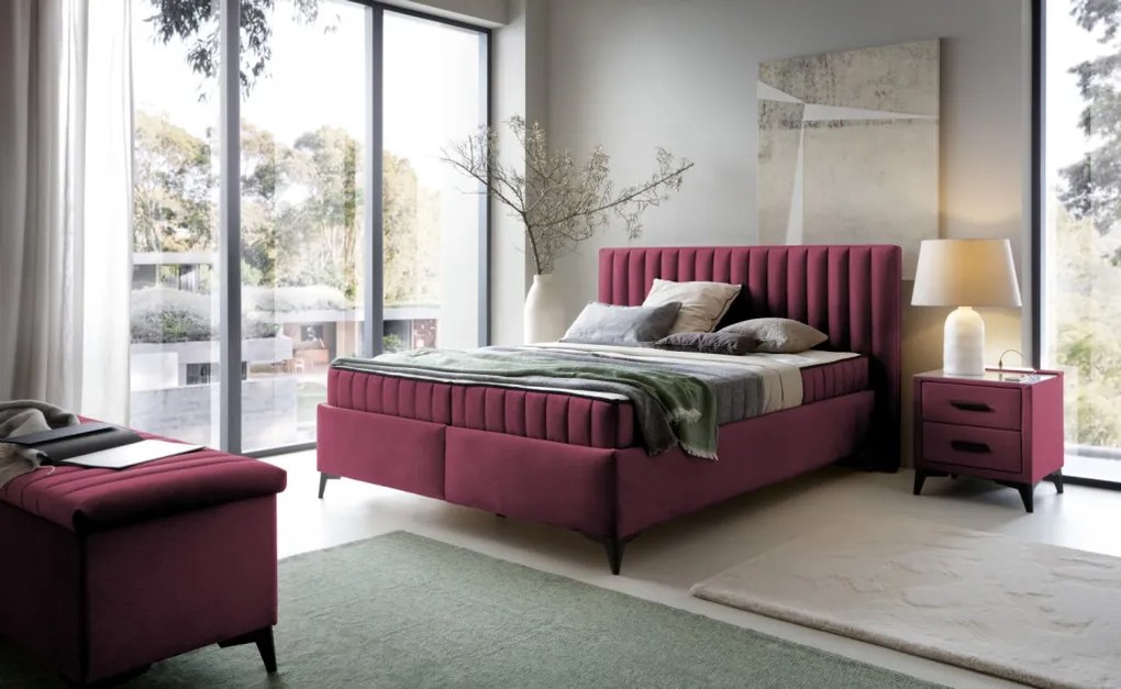 Posteľ Joy 180x200 cm, tmavo ružová látka