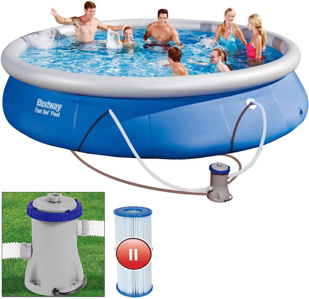 BESTWAY Bazén Fast Set Pool Ø 457 x 84 cm – vrátane filtračnej pumpy a kartuše 57313