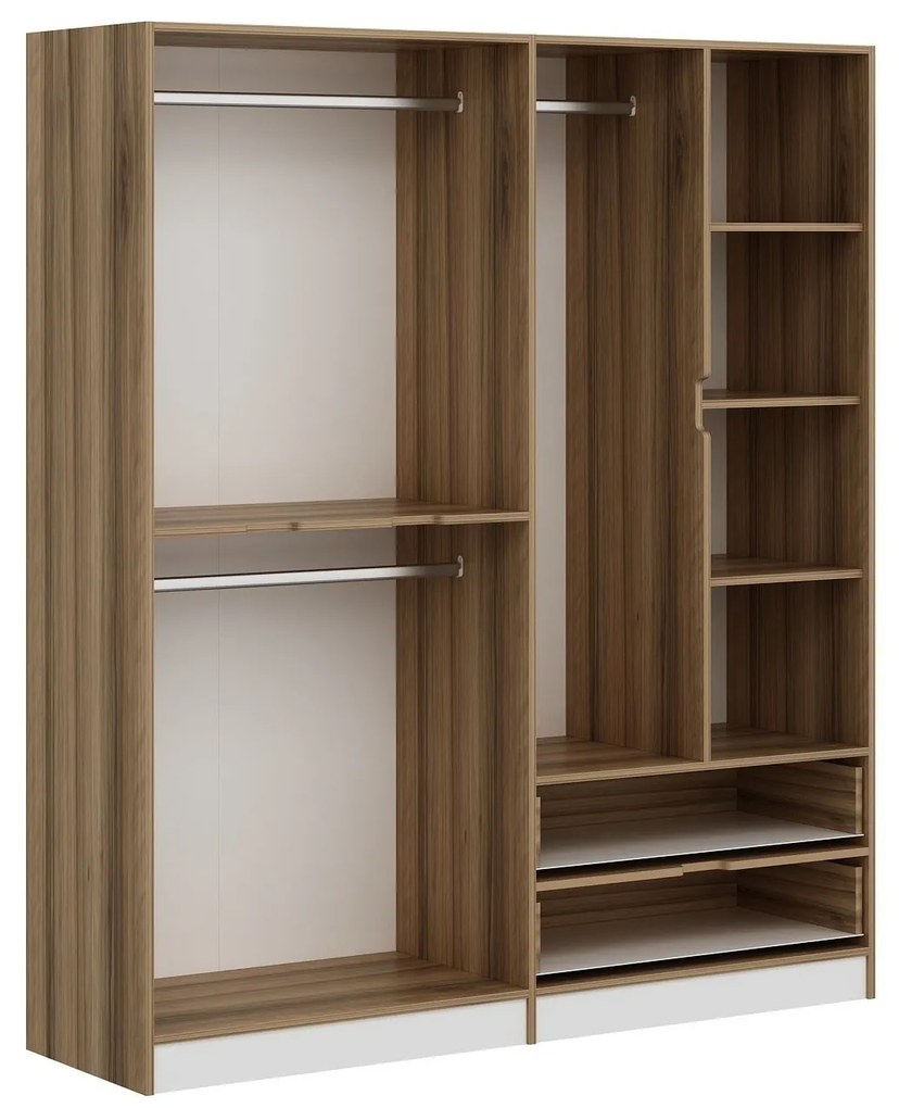 Šatníková skriňa Elina 180 cm biela/orech
