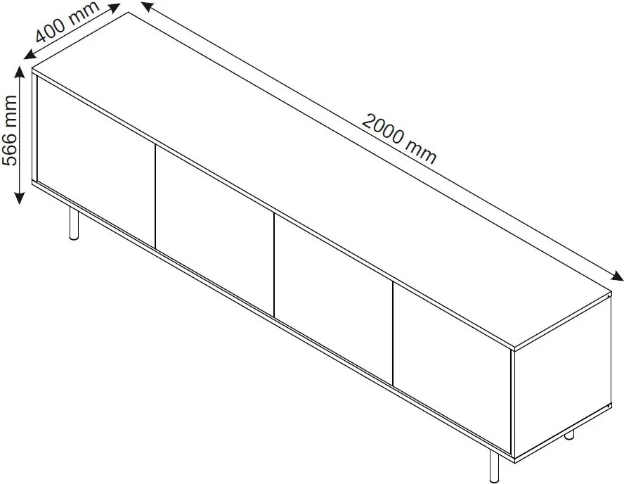 Široká TV skrinka Flax, 200 cm, béžový kašmír