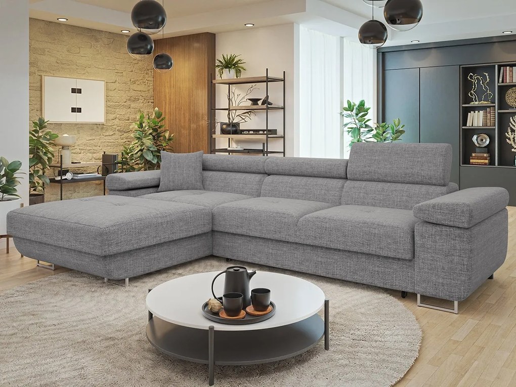 Rohová rozkladacia sedačka v tvare L Torezio Mini, Dostupné poťahy: ekokoža Soft 017 (biela) + Lux 05, Strana: ľavá