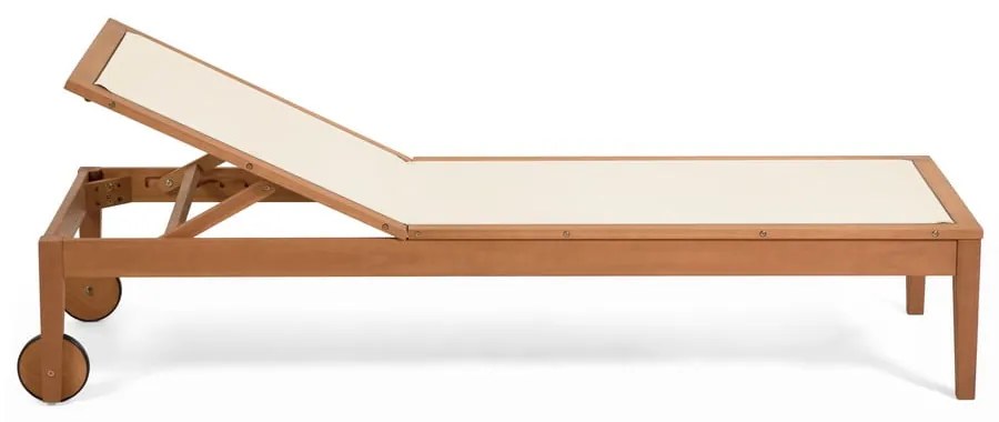 Béžové drevené polohovacie záhradné ležadlo Caterin – Kave Home
