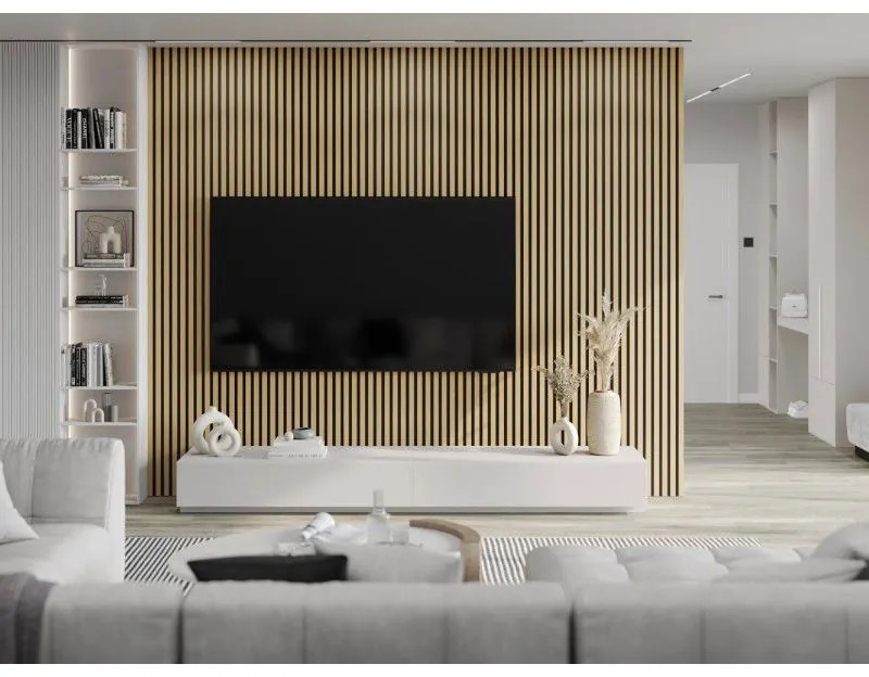 Mexen Lam-B, akustické stenové lamely 275 × 30 cm, HDF doska 4 mm, technická dyha, dub zlatistý, 275307-3015-003