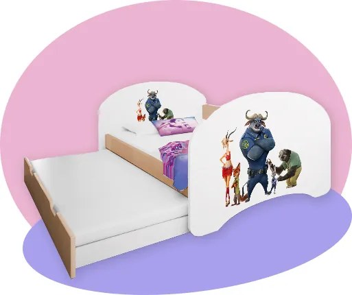 OR Hobby P2 detská posteľ s prístelkou hruška 160x80 Motív: 51 - Zootropolis