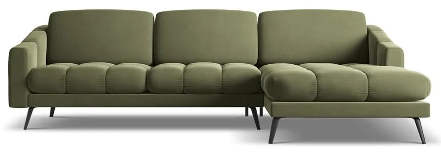 Zelená zamatová rohová pohovka (pravý roh) Nalu – Makamii