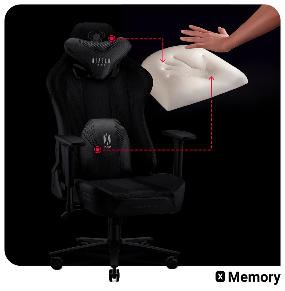 Látkové herné kreslo Diablo X-Player 2.0 King Size, karmínovo-antracitové