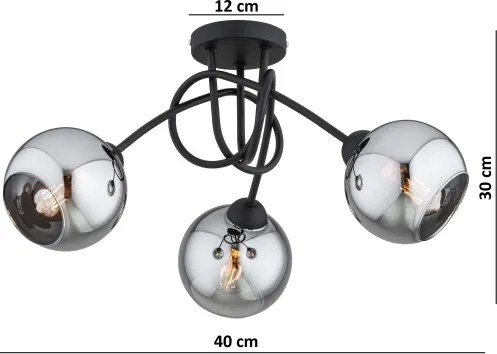Brilagi - Prisadený luster DIOR 3xE27/60W/230V čierna/dymovo sivá