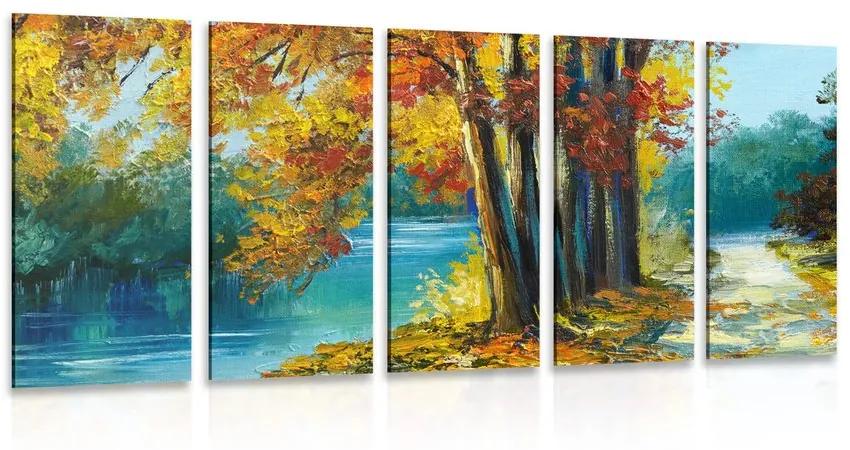 5-dielny obraz maľované stromy vo farbách jesene Varianta: 100x50