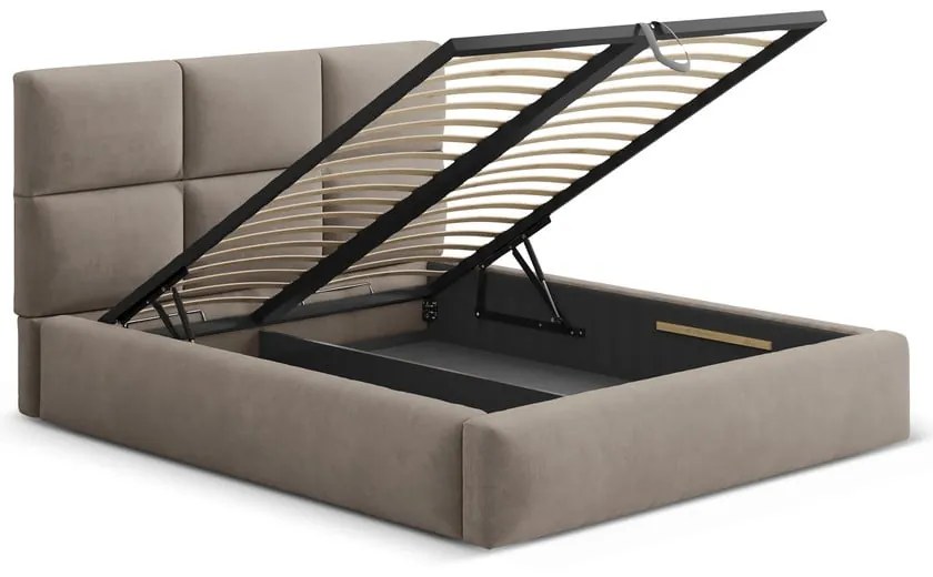 Svetlohnedá čalúnená dvojlôžková posteľ s úložným priestorom s roštom 200x200 cm Libera – Windsor &amp; Co Sofas