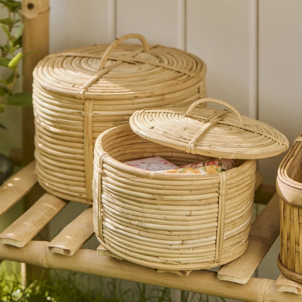 Ib Laursen Úložný košík s vekom z ratanu Väčší