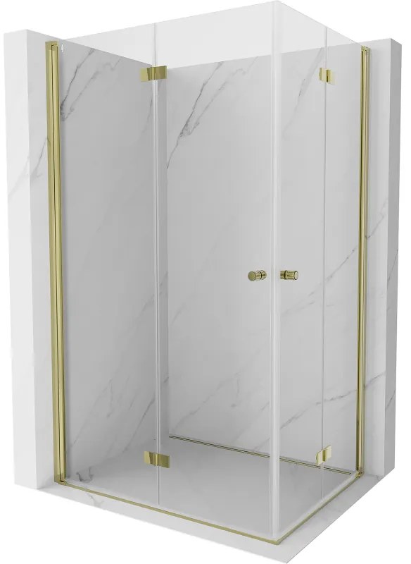 Mexen Mist-F Duo, skladací sprchový kút 120 x 95 cm, číre sklo, zlatý lesklý profil, 8A6-120L-095P-50-00