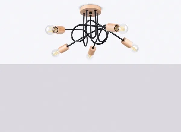 Sollux SL.1478 - Prisadený luster EMBER 5xE27/15W/230V čierna/béžová/buk