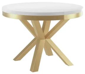 Jedálenský stôl WIKI II 120 cm - biela/zlatá