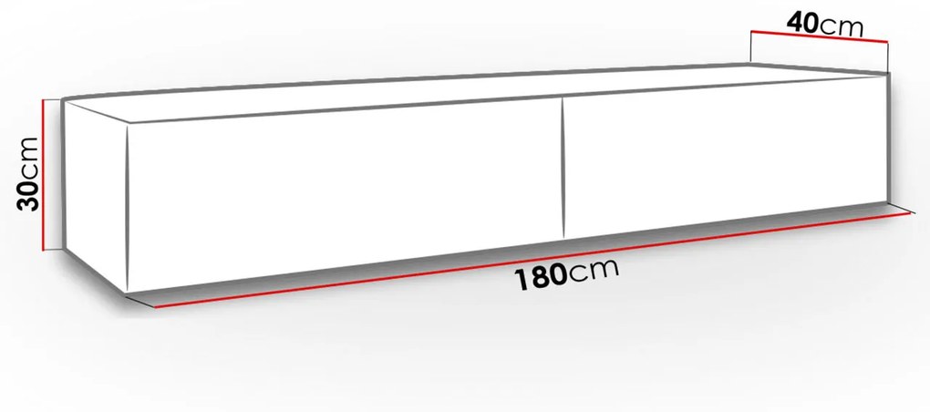 Televízny stolík 180 cm ASHTON - čierny / dub wotan