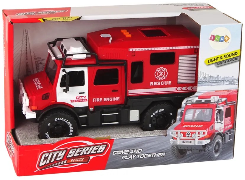 LEAN TOYS Terénne hasičské vozidlo - červená