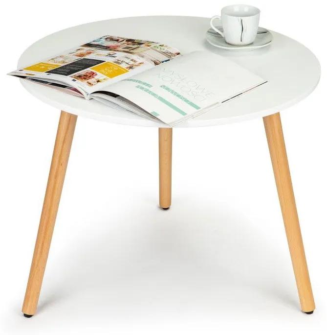 Okrúhly škandinávsky konferenčný stolík - biely | 60 cm