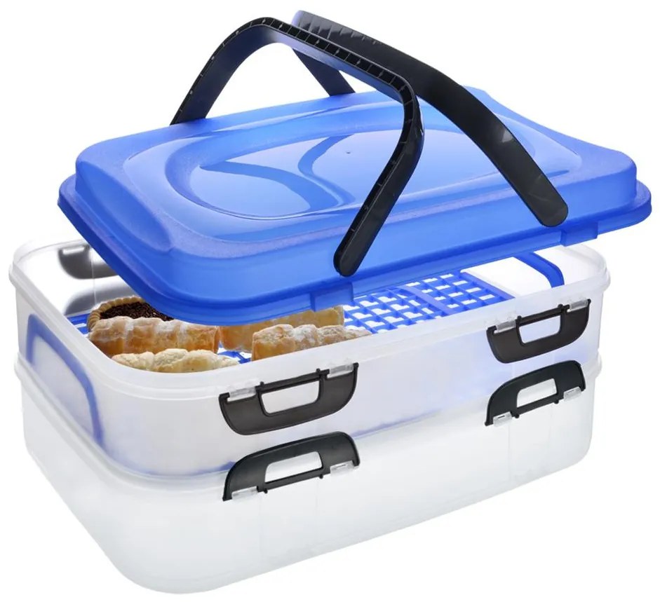 Orion Úložný box na koláče a zákusky, PIKNIK 2-poschodový, s uchami, mix farieb