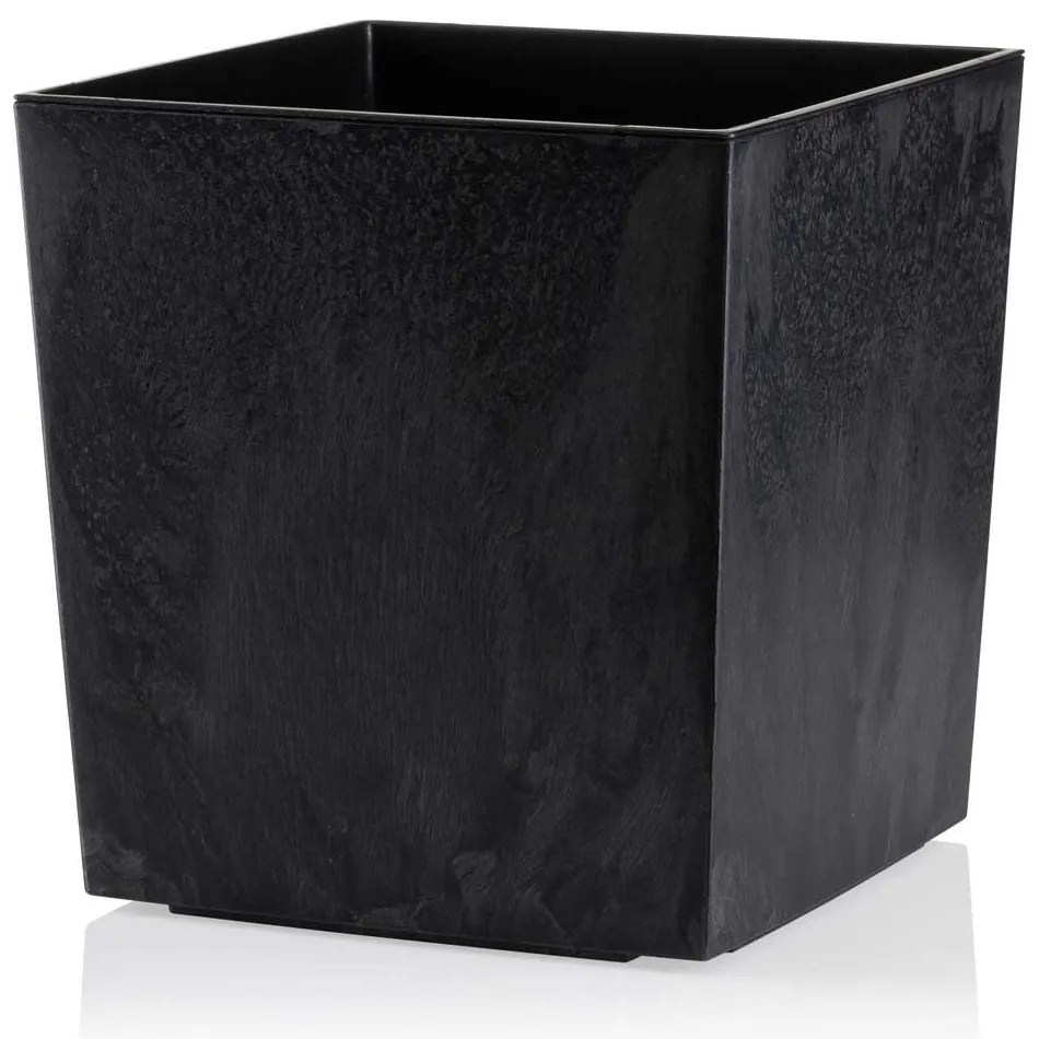 PLASTOVÝ KVETINÁČ FLORE 25X25 CM IMITÁCIA BETÓNU ČIERNA