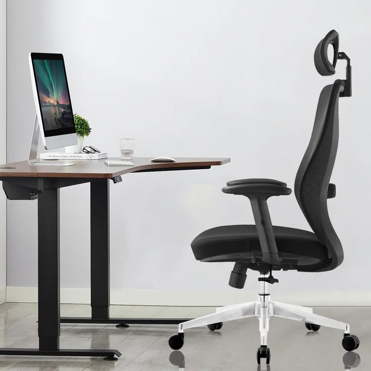 Kancelárska ergonomická stolička Neoseat NICOLE — sieť / látka, čierna, nosnosť 150 kg
