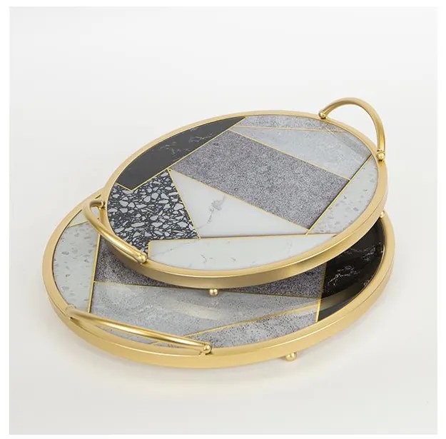 SADA 2x Dekoračný podnos pr. 35/30 cm zlatá