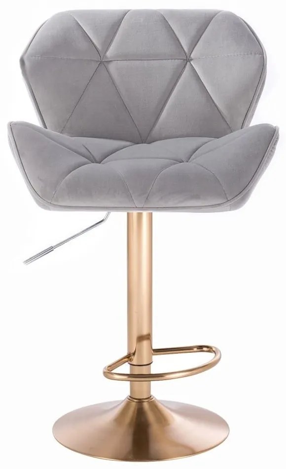 LuxuryForm DESIGN Barová stolička MILANO VELUR na zlatom tanieri - svetlo šedá